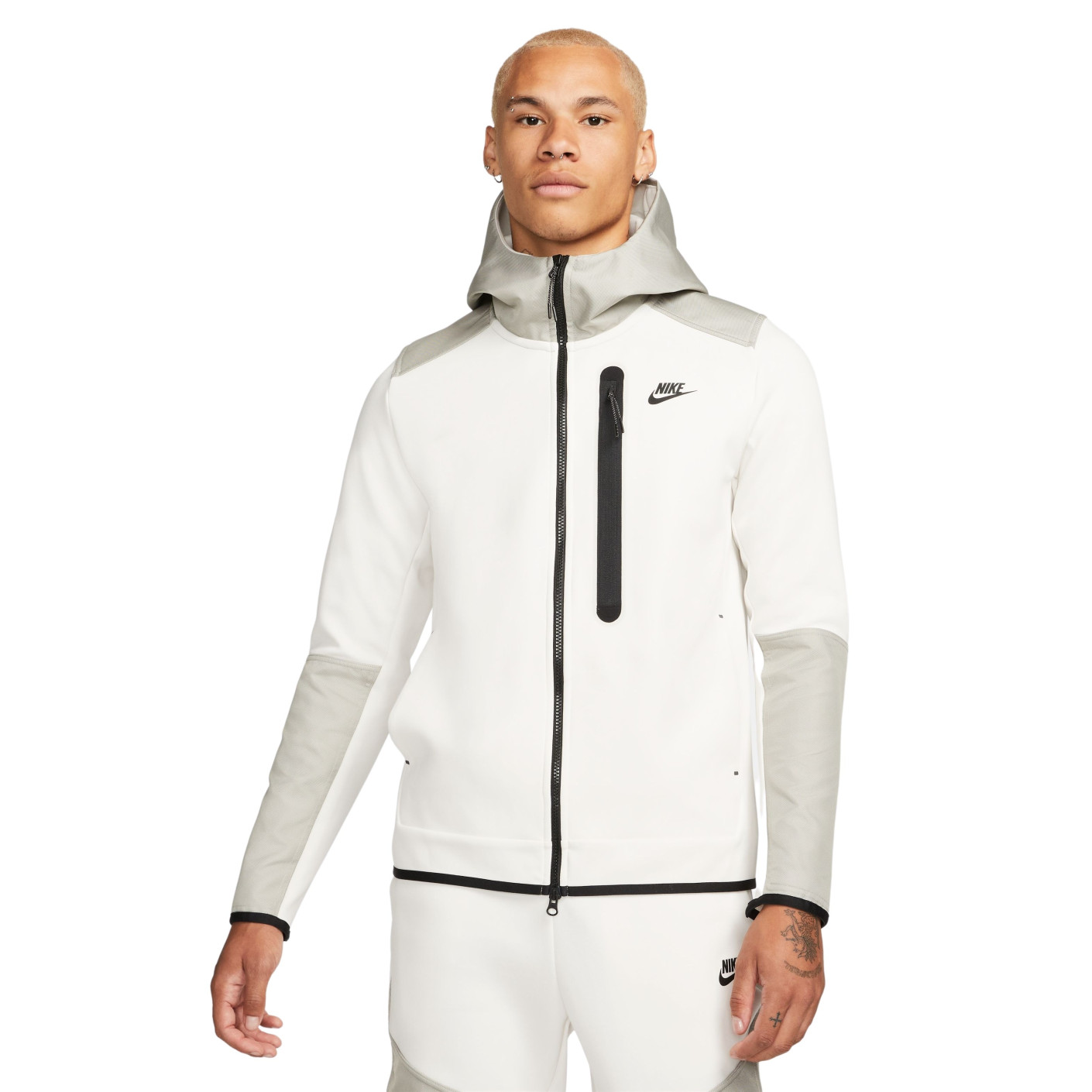 Nike Sportswear Tech Fleece Overlay Veste Blanc Gris