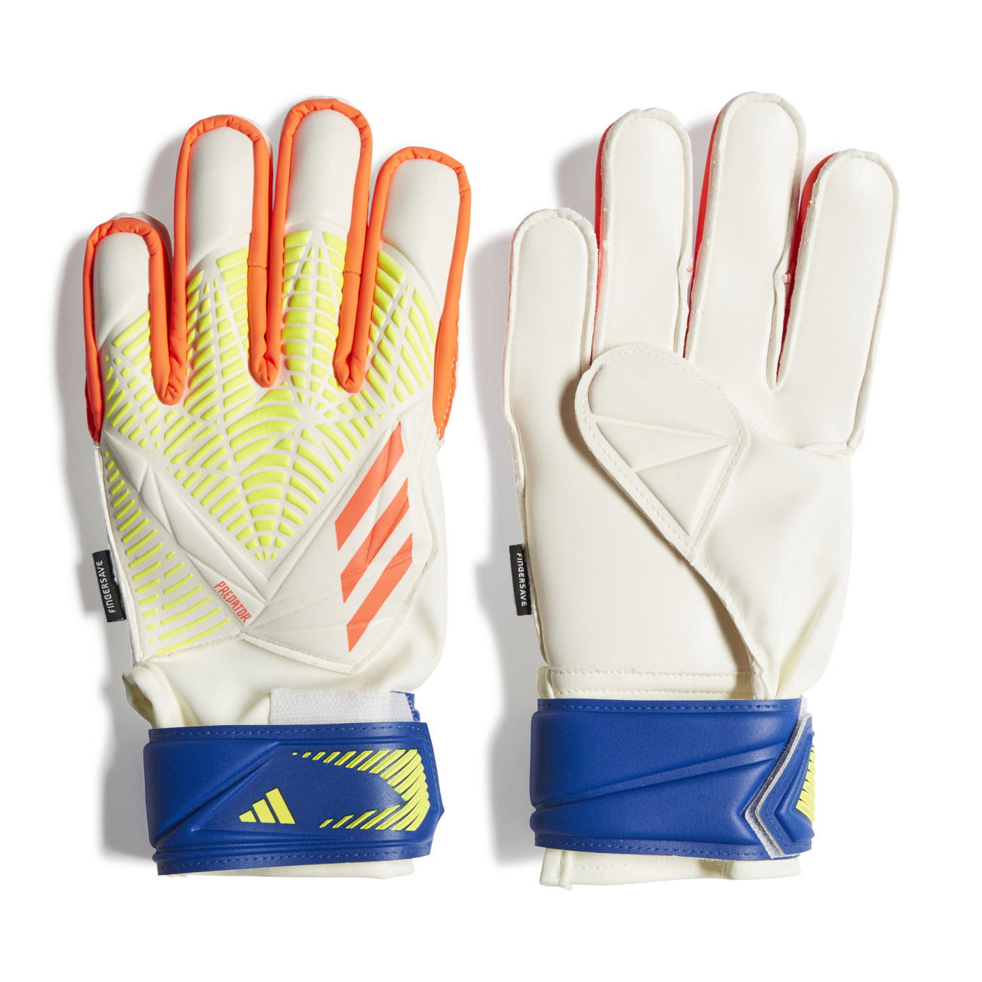 adidas Predator Match Fingersave Keepershandschoenen Kids Wit Geel Oranje Blauw