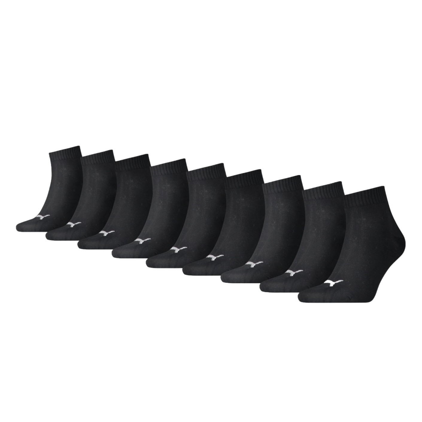 PUMA Sportsokken Kwart 9 Pack Zwart