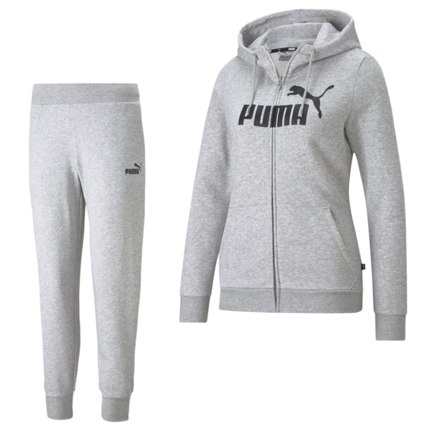 Survêtement à capuche en polaire à fermeture éclair avec logo PUMA Essentials pour femme, gris