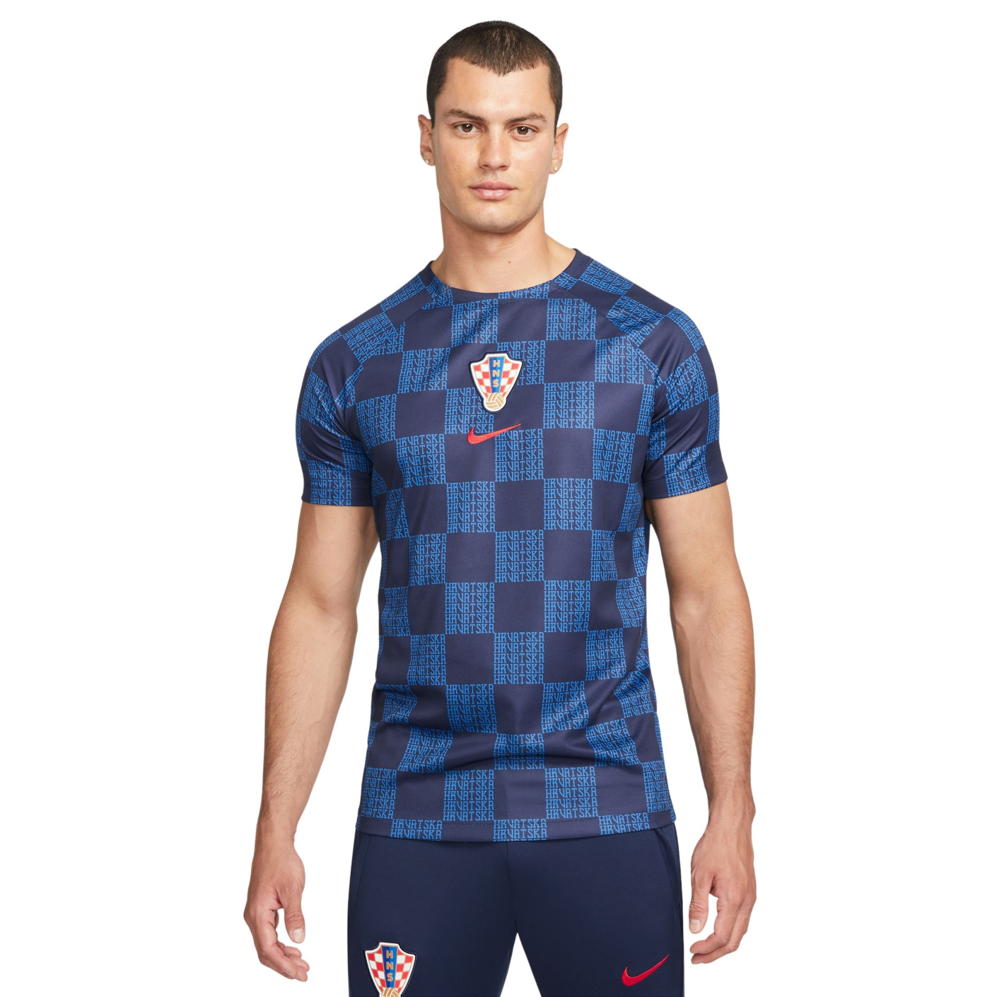 Nike Kroatië Pre Match Trainingsshirt 2022-2024 Donkerblauw Rood