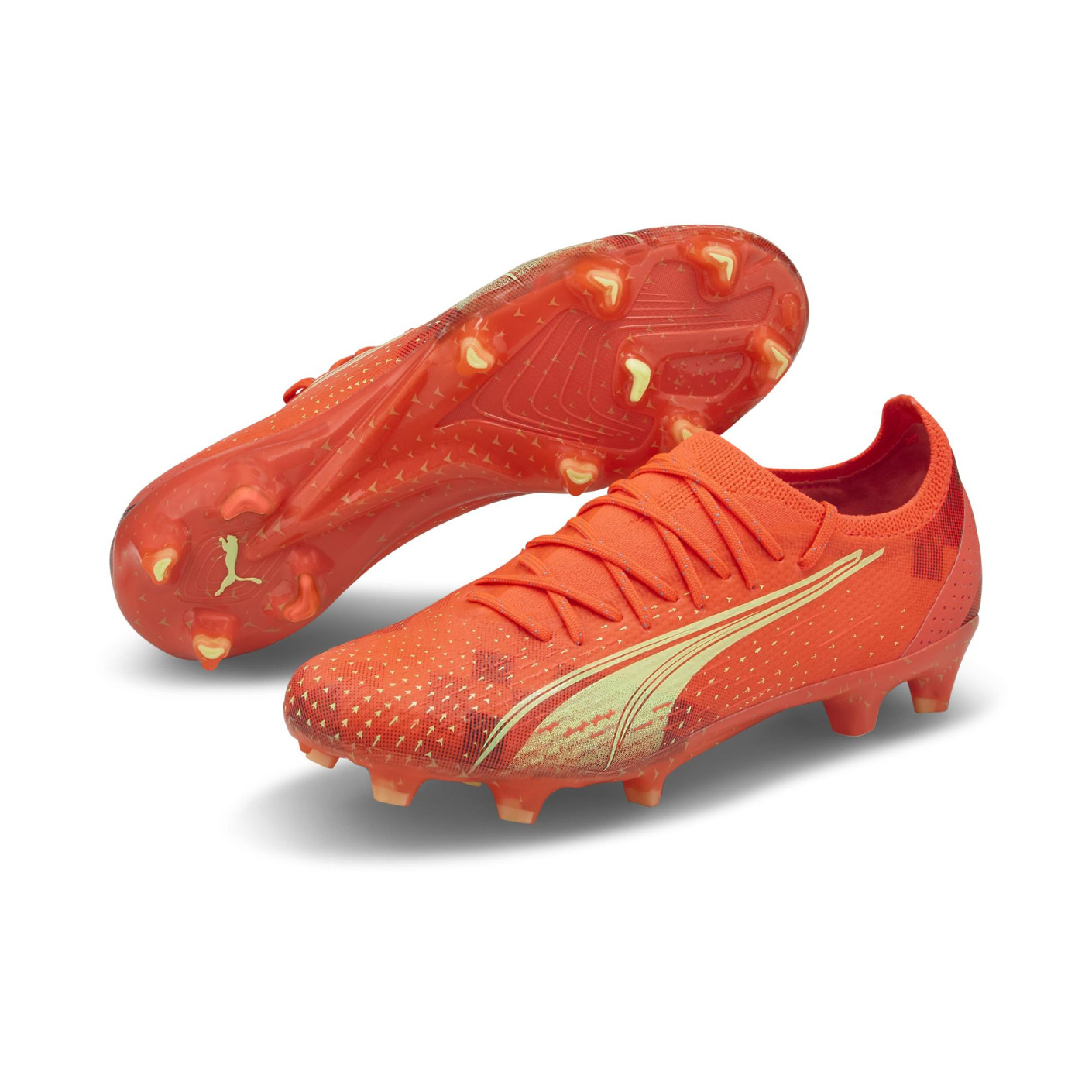 PUMA Ultra Ultimate Gras / Kunstgras Voetbalschoenen (MG) Dames Oranje Lichtgroen