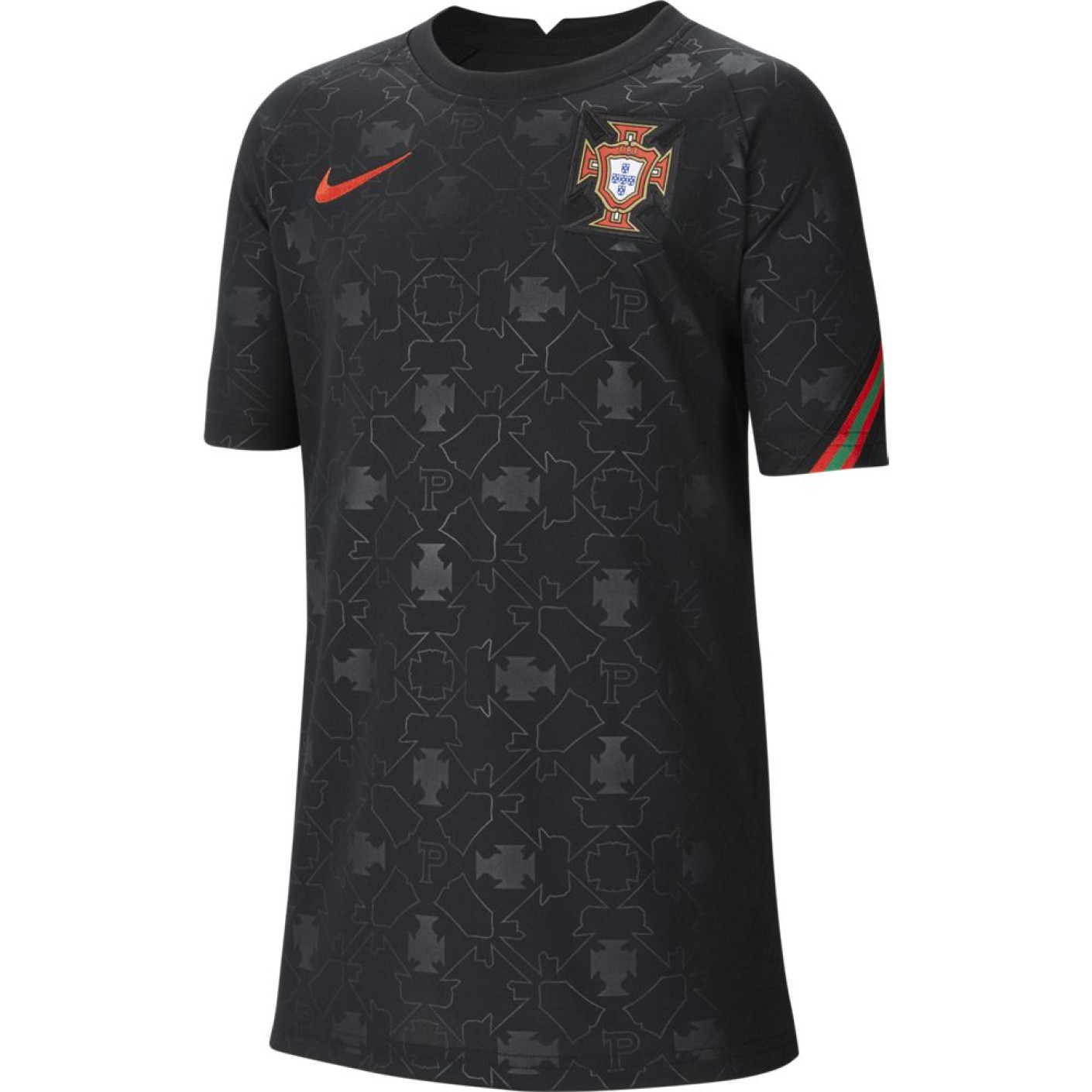 Nike Portugal Pre Match Trainingsshirt 2020-2022 Kids Zwart Rood