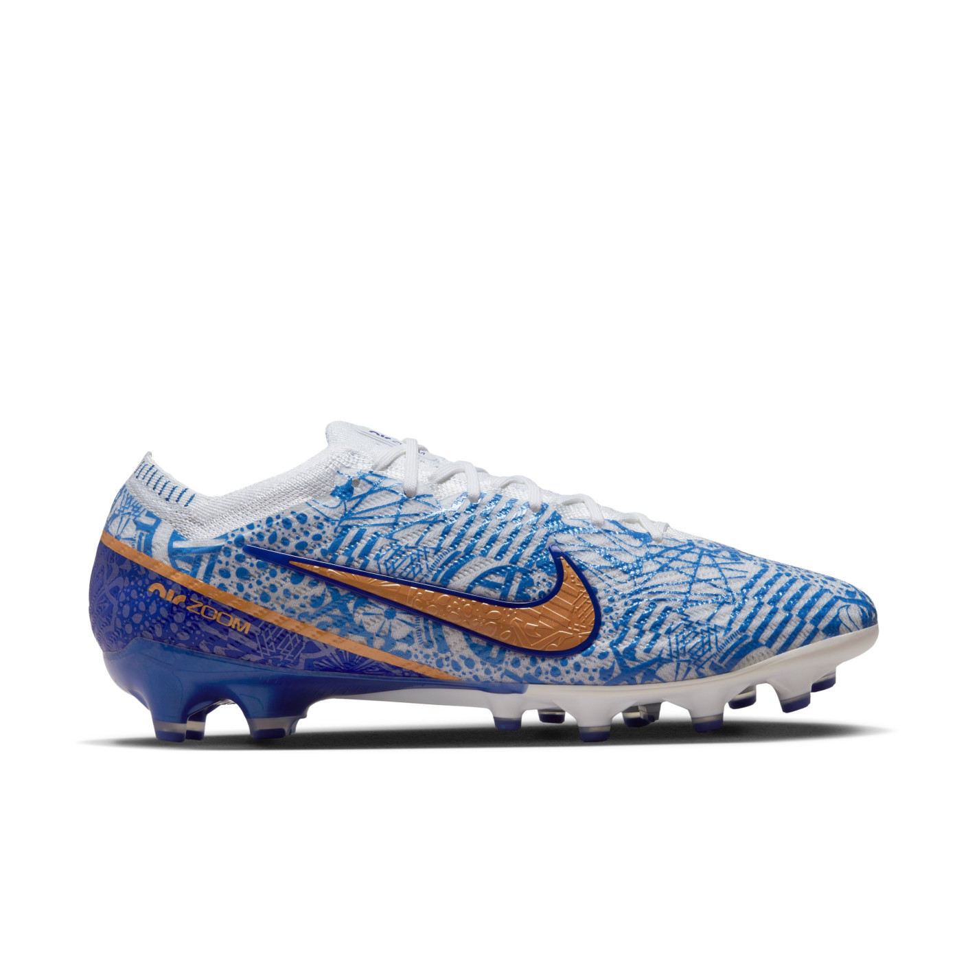 Nike Zoom Mercurial Vapor 15 Elite CR7 Gazon Artificiel Chaussures de Foot (AG) Blanc Bleu Bronze