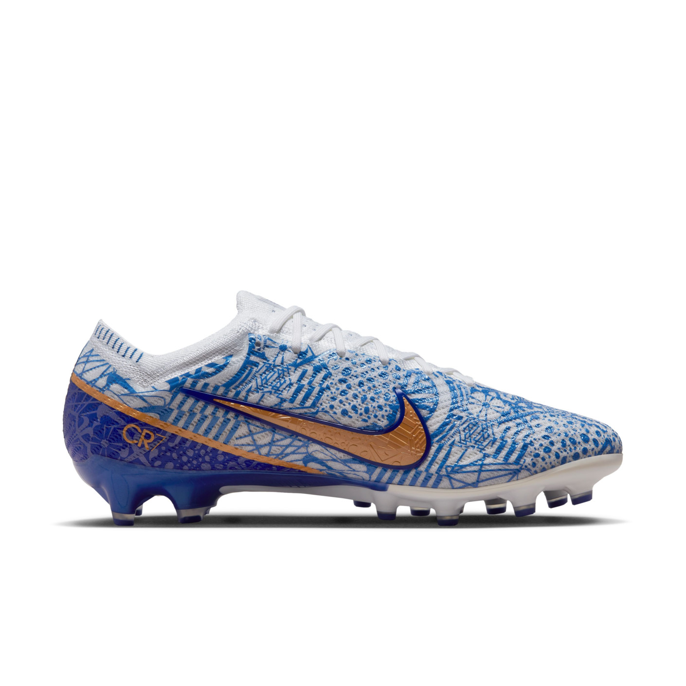 Nike Zoom Mercurial Vapor 15 Elite CR7 Gazon Artificiel Chaussures de Foot AG Blanc Bleu Bronze Voetbalshop.be
