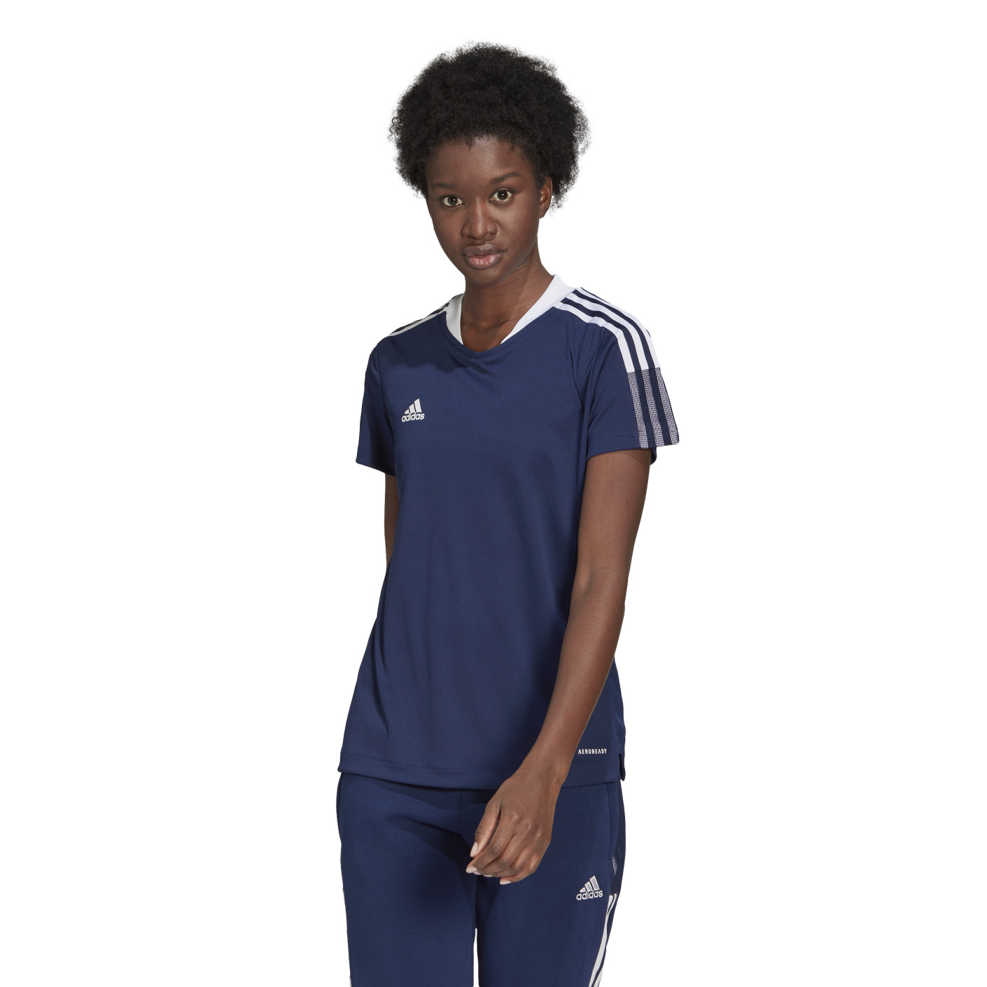 Maillot de football adidas Tiro 21 pour femme bleu foncé et blanc