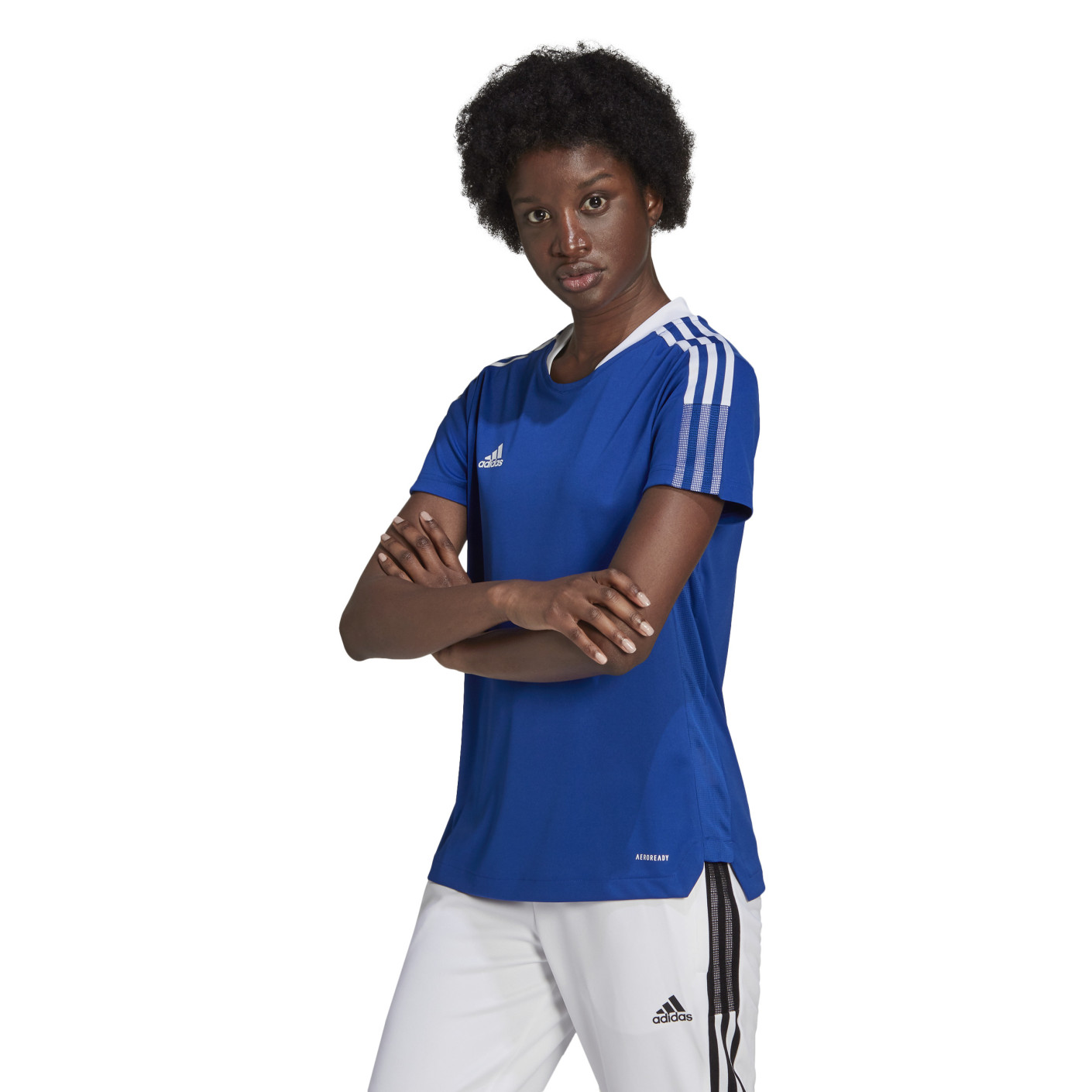 adidas Tiro 21 Voetbalshirt Dames Blauw Wit