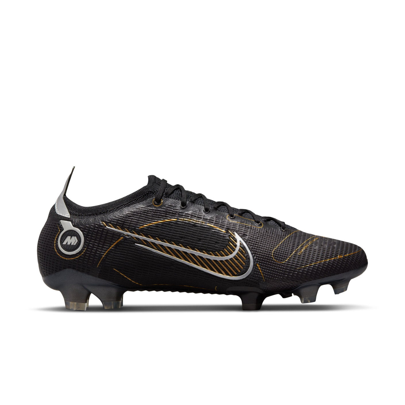 Nike Mercurial Vapor 14 Elite Gazon Naturel Chaussures de Foot (FG) Noir Gris Foncé Or