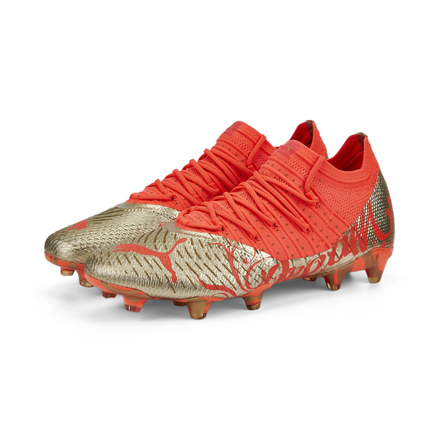 PUMA Future 1.4 Neymar JR Gazon Naturel / Gazon Artificiel Chaussures de Foot (MG) Orange Or