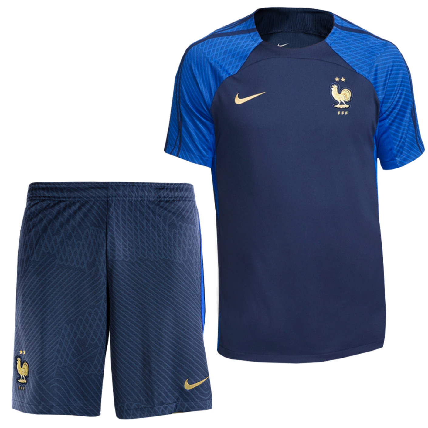 Nike France Strike Ensemble Training 2022-2024 Bleu Foncé Or
