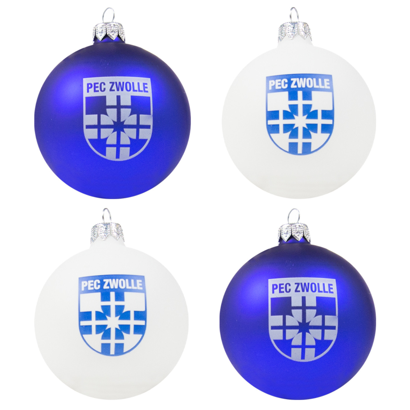 PEC Zwolle Kerstballen 4-pack Blauw en Wit