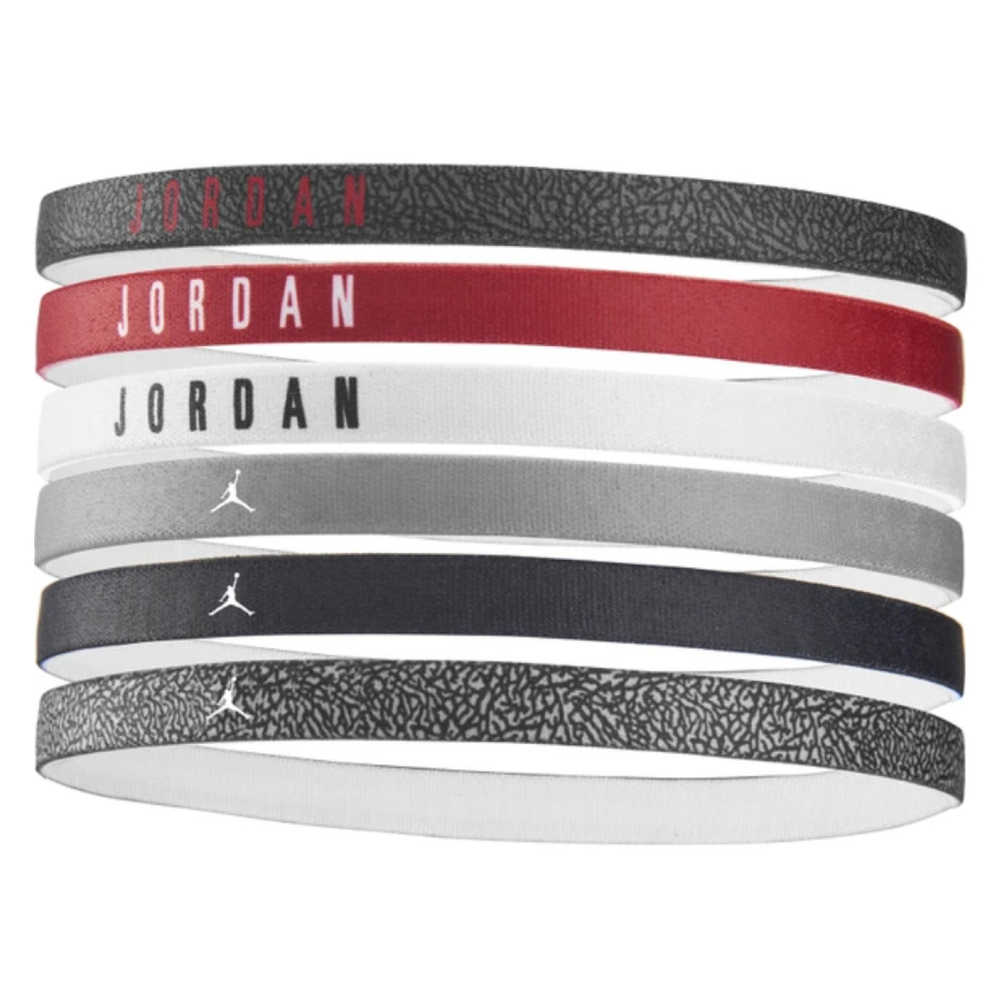 Lot de 6 Bandeaux Cheveux Nike Jordan, noir, rouge, blanc