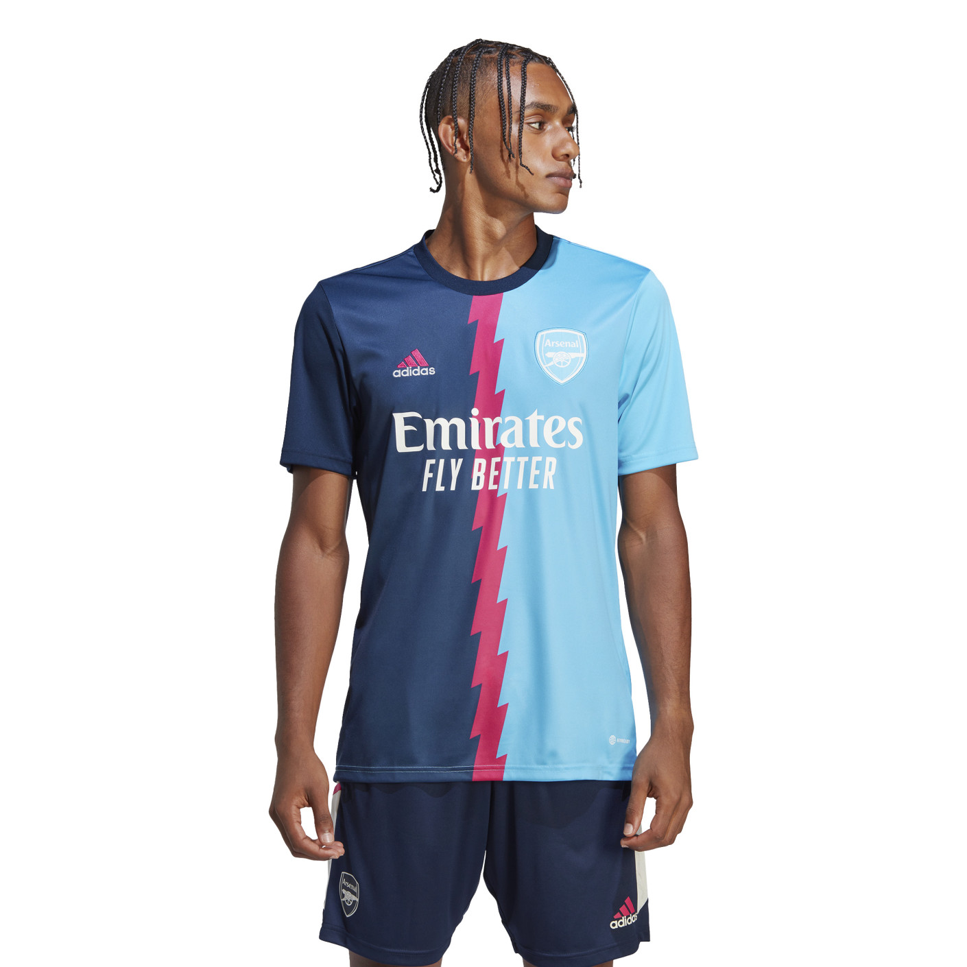 adidas Arsenal Pre-Match Trainingsshirt 2022-2023 Donkerblauw Roze Lichtblauw