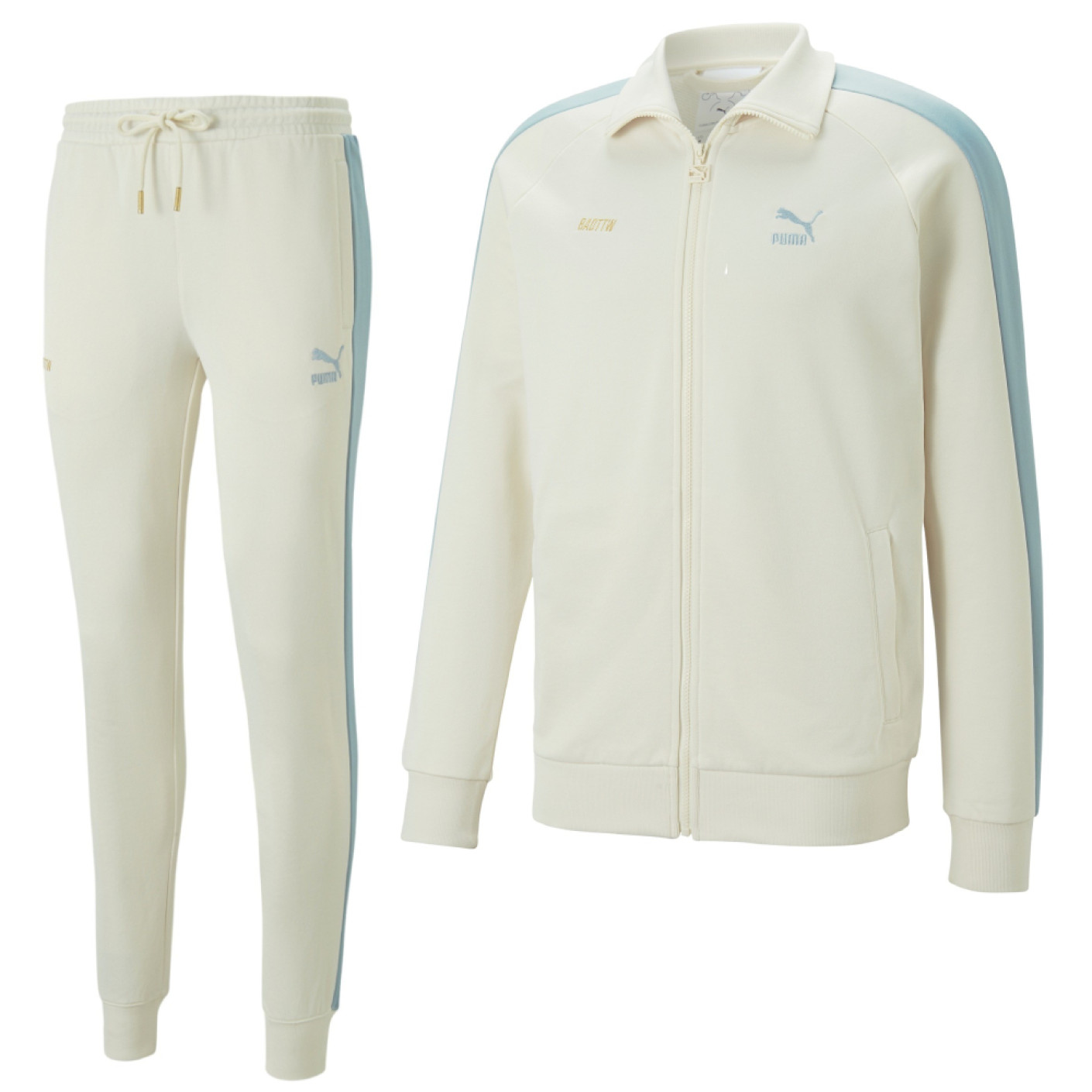 PUMA x Memphis Depay Full-Zip Trainingspak Beige Lichtblauw