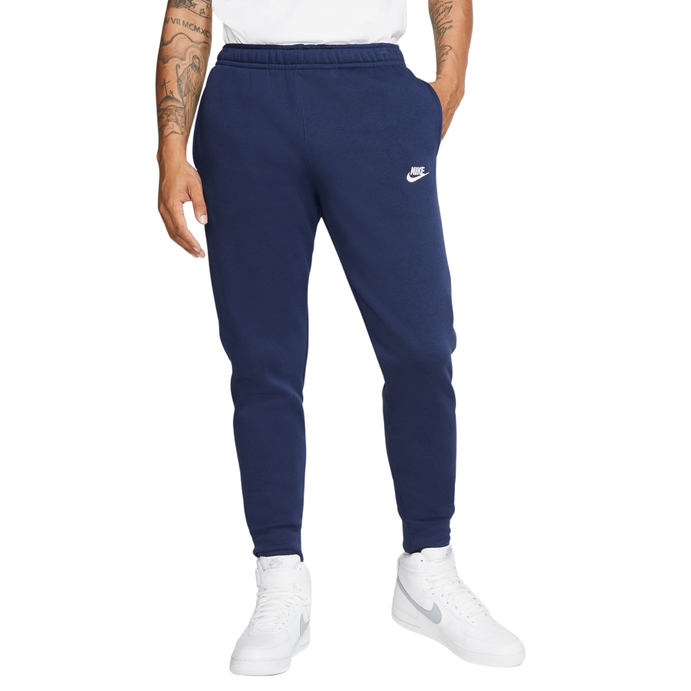 Nike Sportswear Club Fleece Pantalon de Jogging Bleu Foncé Blanc