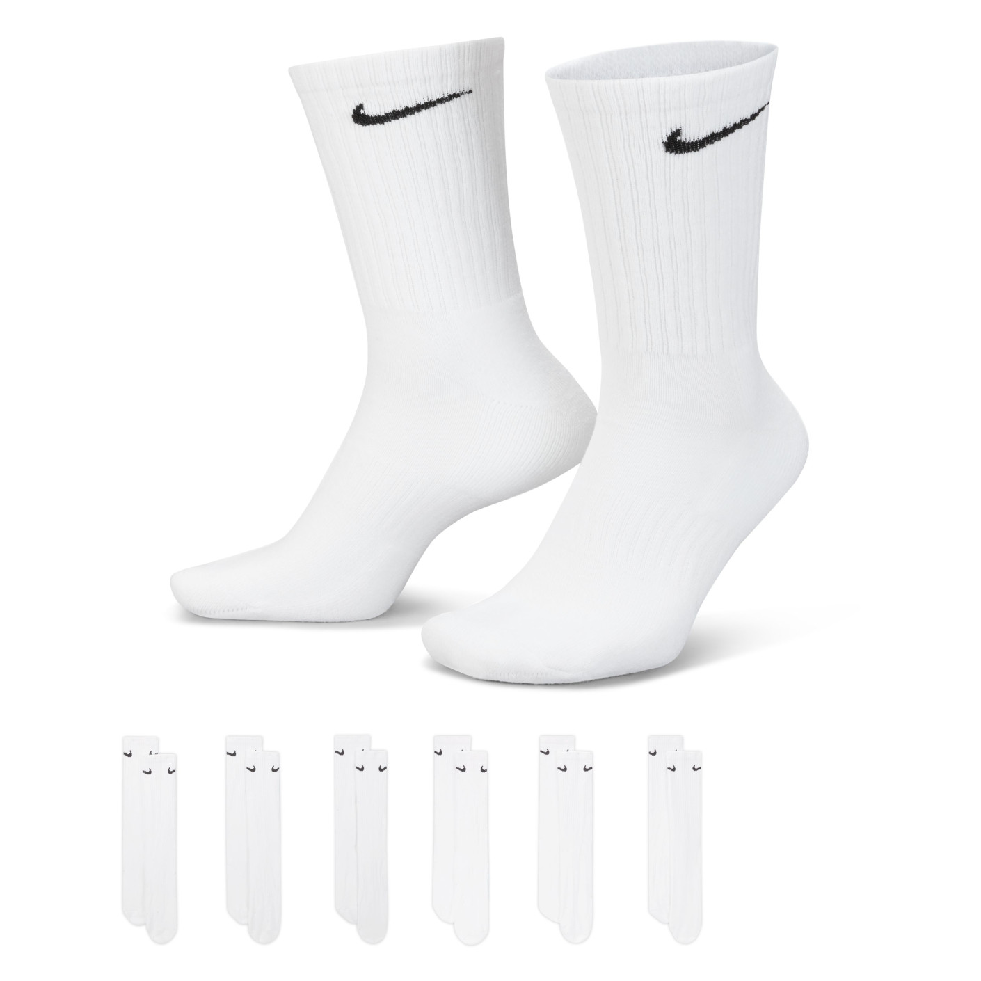 Chaussettes de sport rembourrées Nike Everyday, lot de 6, blanc/noir