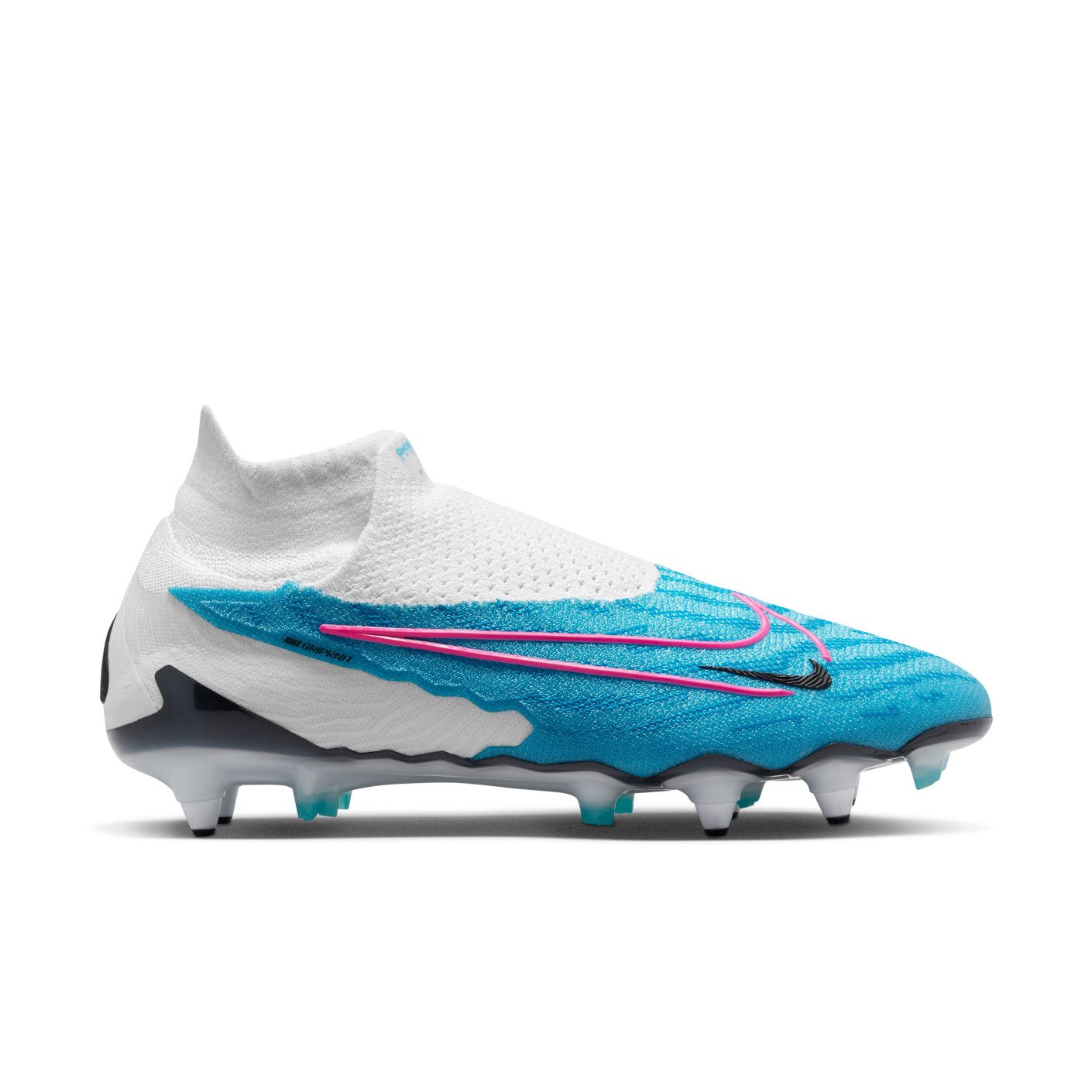 Nike Phantom GX Elite Dynamic Fit Crampons Vissés Chaussures de Foot (SG) Anti-Clog Blanc Bleu Vif Rose Vif