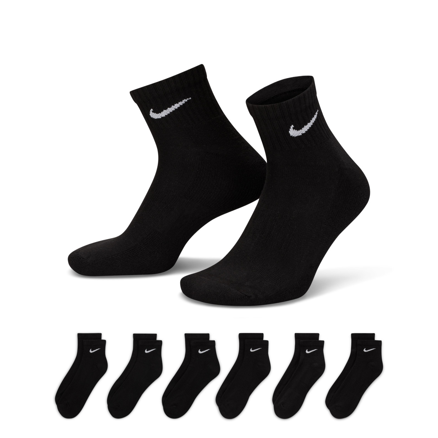 Chaussettes de sport rembourrées Nike Everyday, lot de 6, noires et blanches