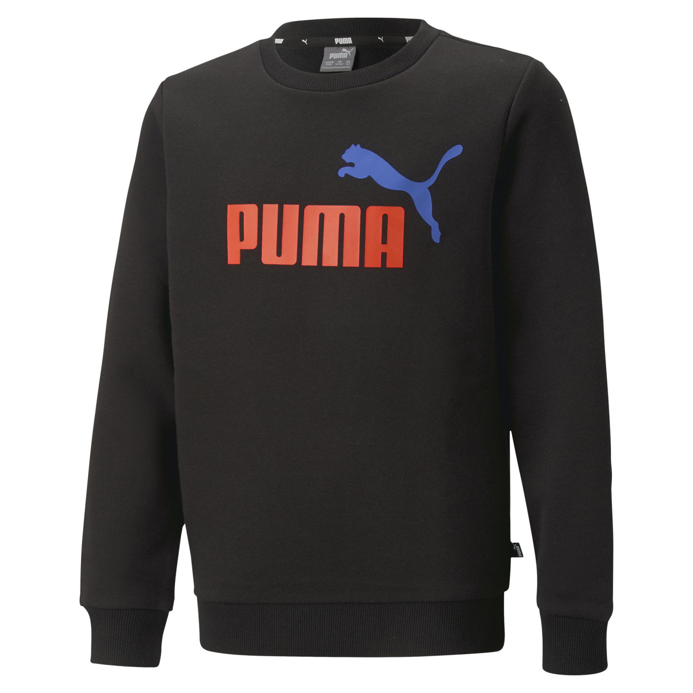 PUMA Essentials+ 2 College Big Logo Fleece Sweat-Shirt Enfants Noir Rouge Bleu