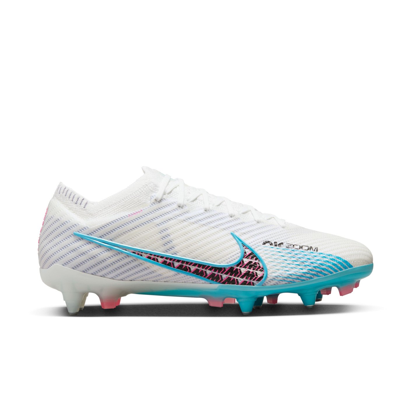 Nike Zoom Mercurial Vapor 15 Elite Crampons Vissés Chaussures de Foot (SG) Anti-Clog Blanc Bleu Vif Rose Vif