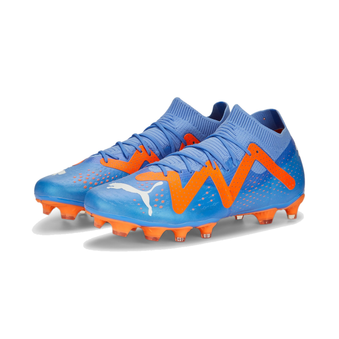 PUMA Future Match Gazon Naturel Gazon Artificiel Chaussures de Foot (MG) Bleu Orange Blanc