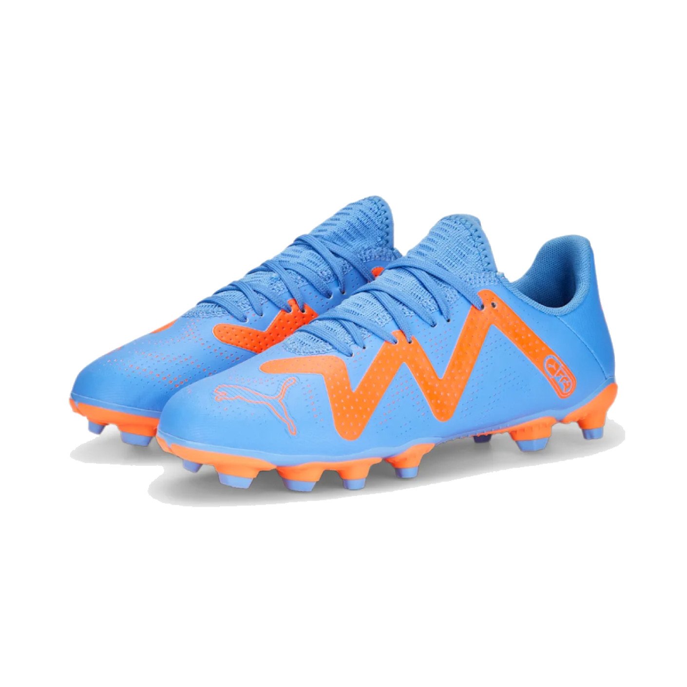 PUMA Future Play Gazon Naturel Gazon Artificiel Chaussures de Foot (MG) Enfants Bleu Orange Blanc