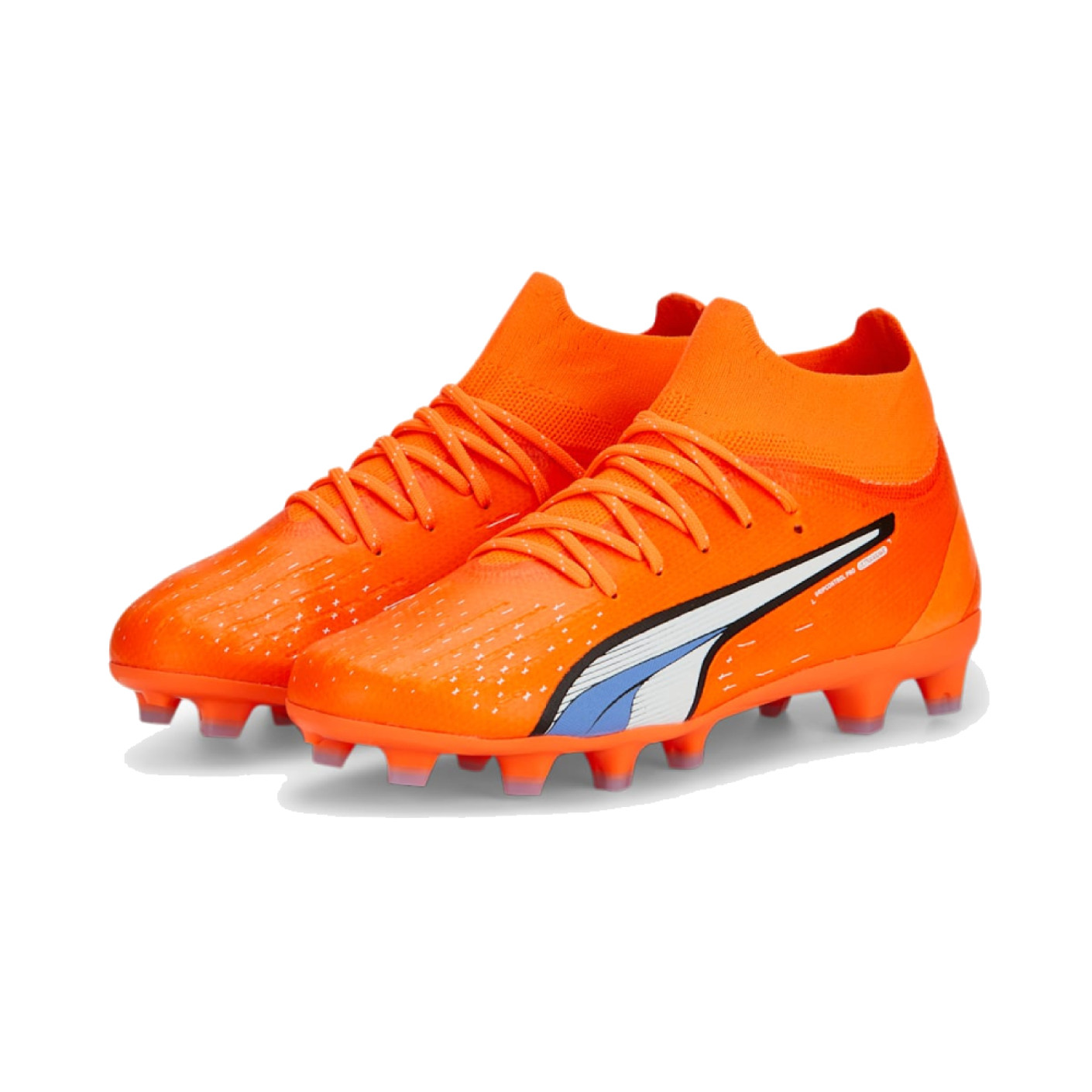 PUMA Ultra Pro Gazon Naturel / Gazon Artificiel Chaussures de Foot (MG) Enfants Orange Blanc Bleu