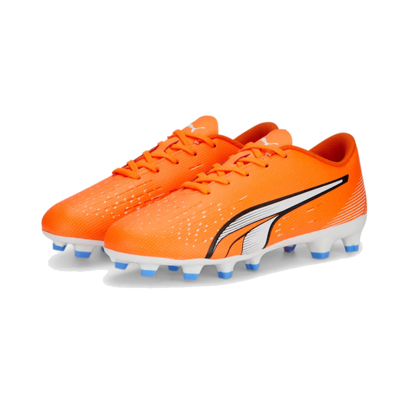 PUMA Ultra Play Gazon Naturel Gazon Artificiel Chaussures de Foot (MG) Enfants Orange Blanc Bleu