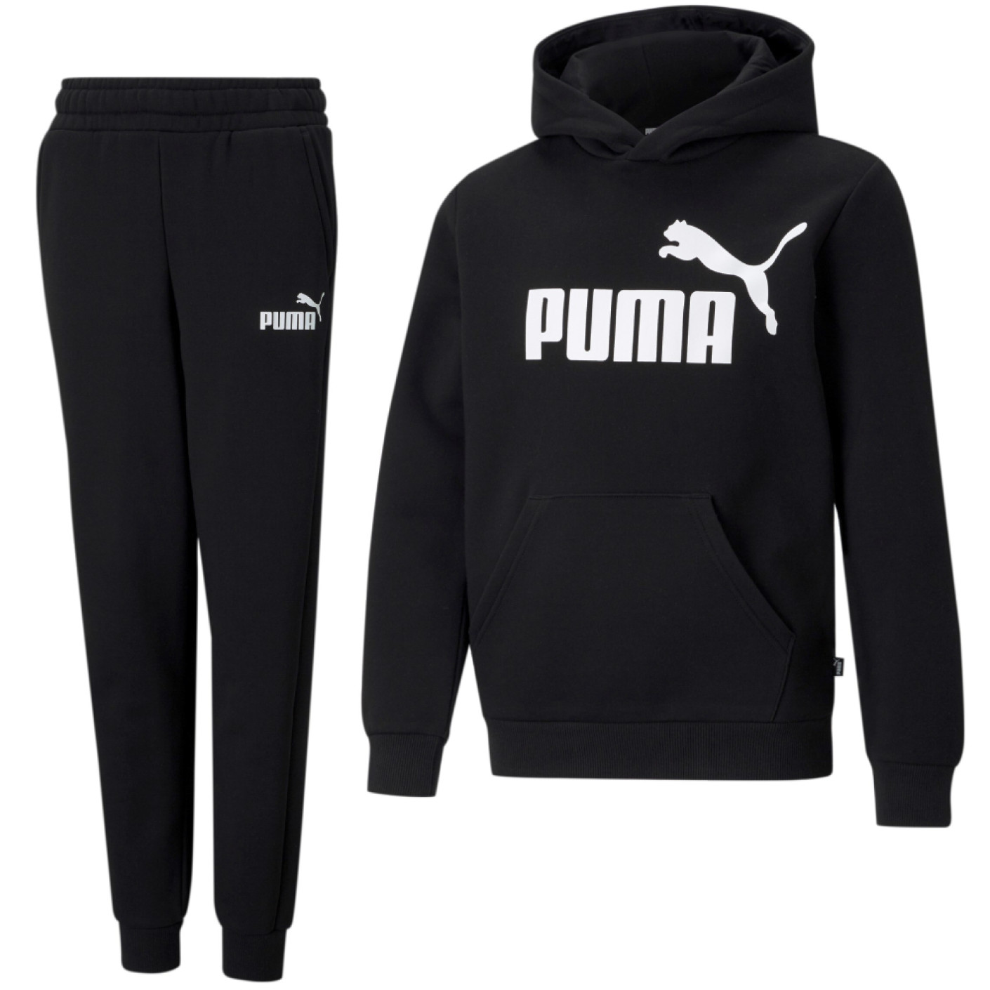 PUMA Essentials+ 2 Big Logo Fleece Trainingspak Kids Zwart Wit
