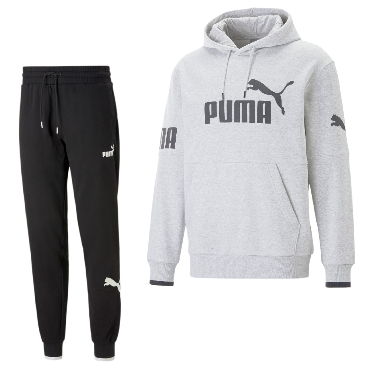 PUMA Power College Block Fleece Survêtement Sweat à Capuche Gris Noir