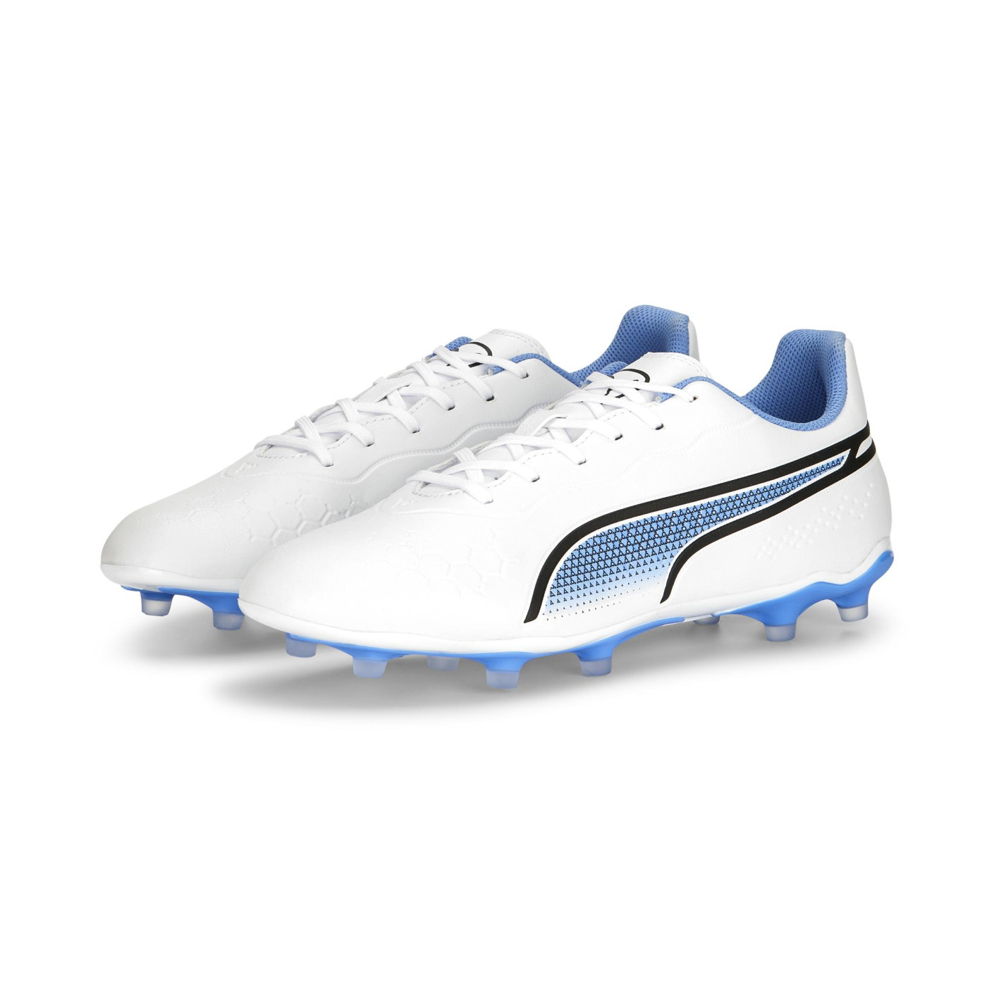 PUMA King Match Gazon Naturel / Gazon Artificiel Chaussures de Foot (MG) Blanc Noir Bleu Orange