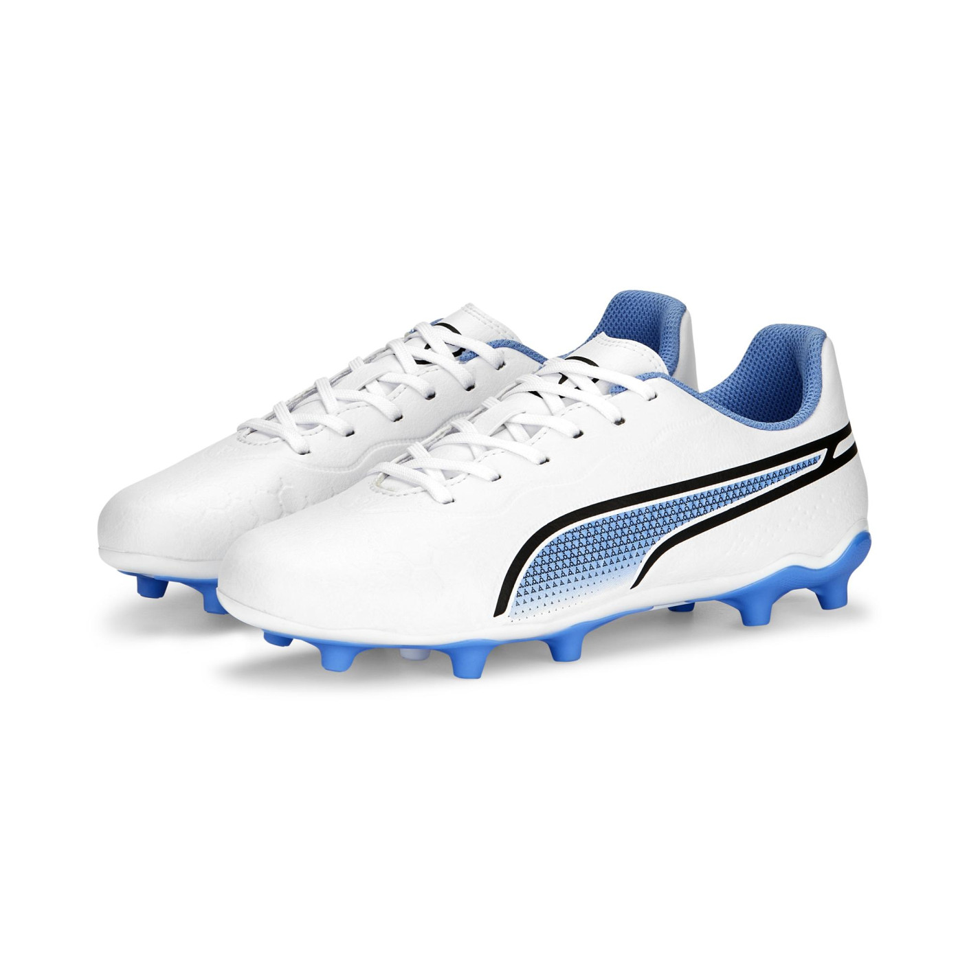 PUMA King Match Gras / Kunstgras Voetbalschoenen (MG) Kids Wit Zwart Blauw