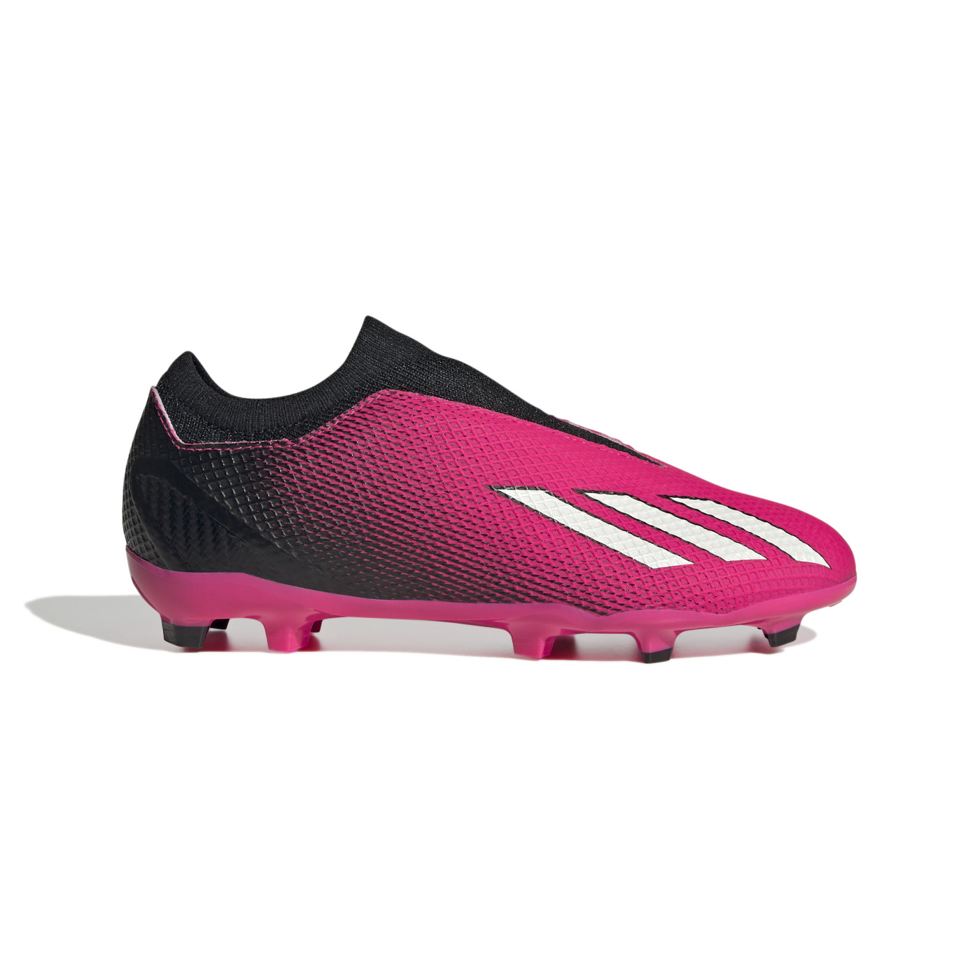 adidas X Speedportal.3 Sans Lacets Gazon Naturel Chaussures de Foot (FG) Enfants Rose Noir Blanc