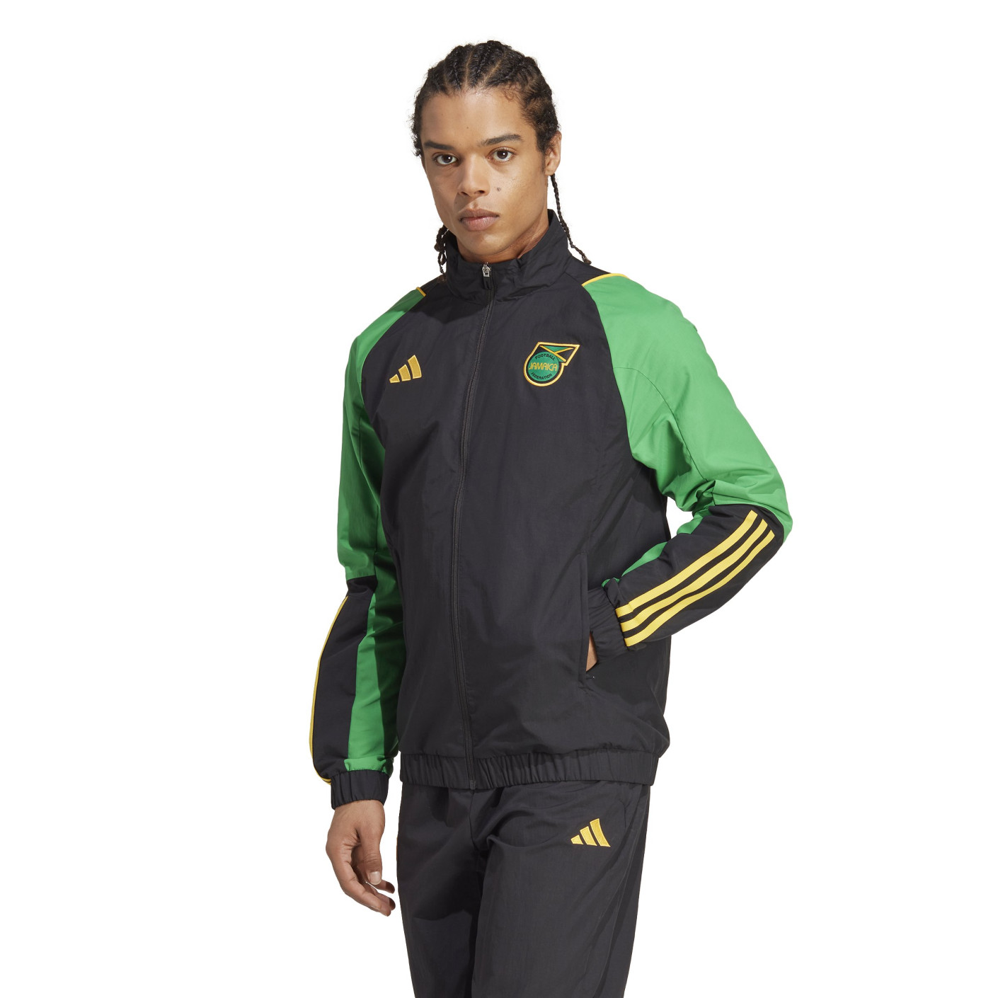 adidas Jamaïque Présentation Veste d'Entraînement 2023-2024 Noir Vert Jaune