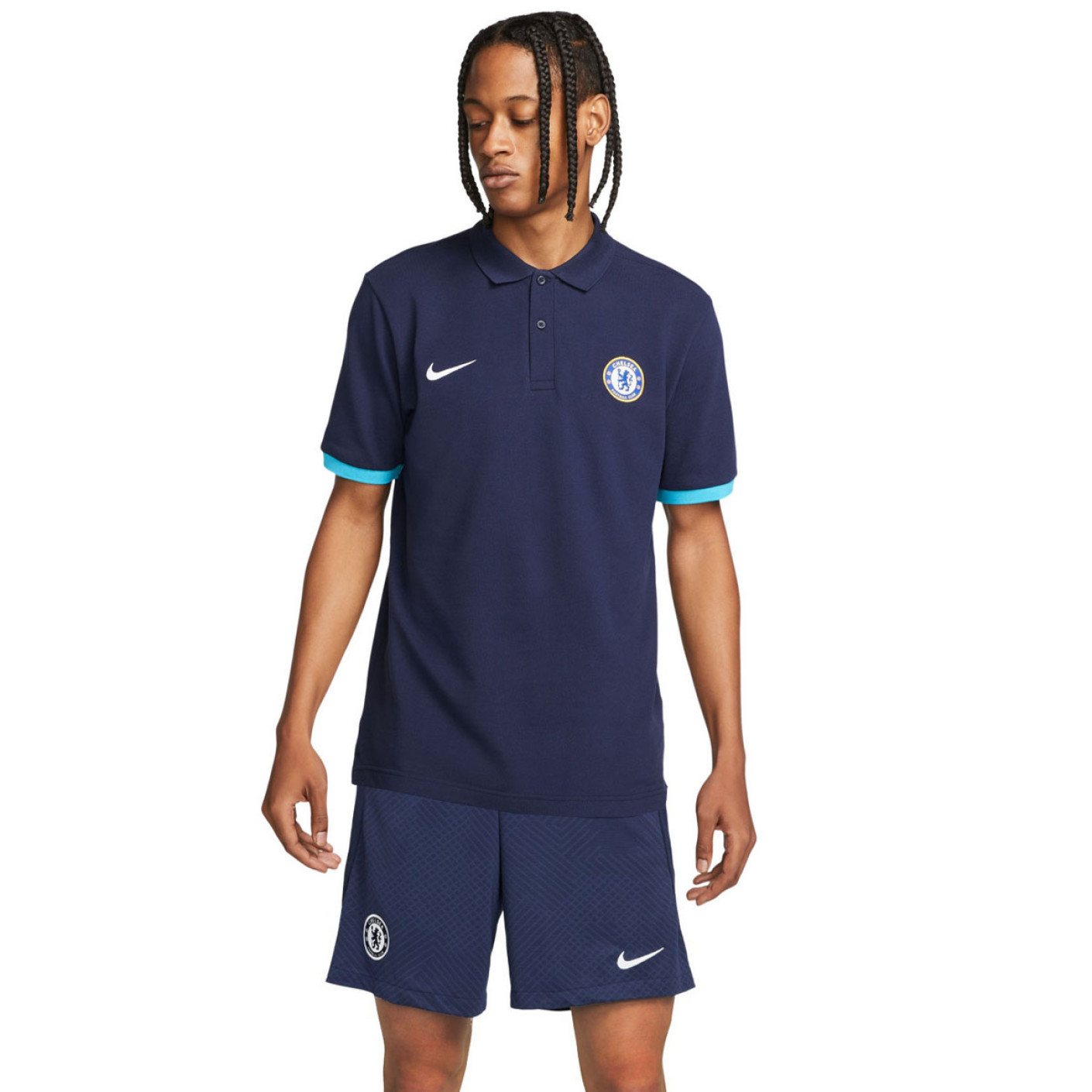 Nike Chelsea Polo Trainingsset 2022-2023 Donkerblauw Lichtblauw Wit