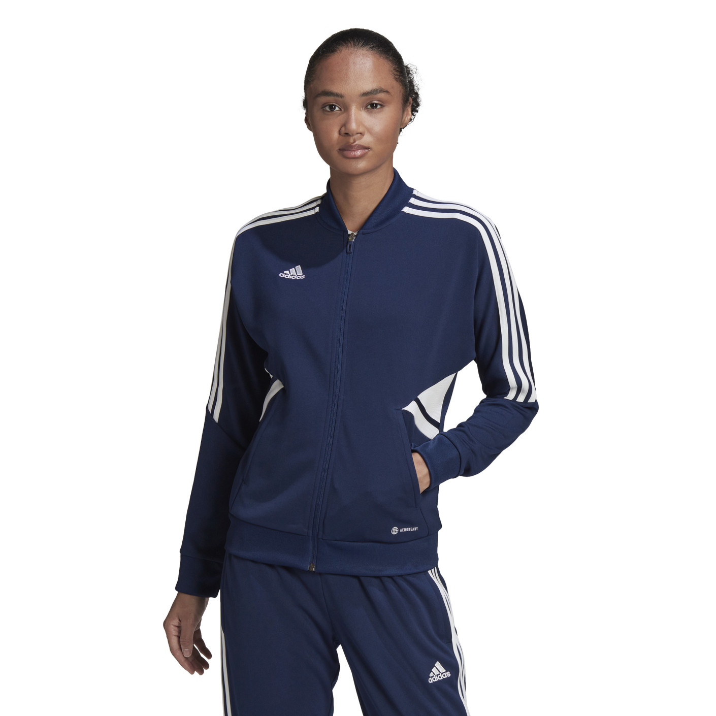 Veste d'entraînement adidas Condivo 22 pour femme, bleu foncé, blanc