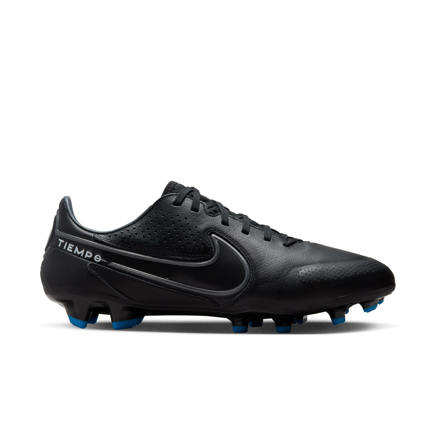 Nike Tiempo Legend 9 Pro Gazon Naturel Chaussures de Foot (FG) Noir Gris Bleu