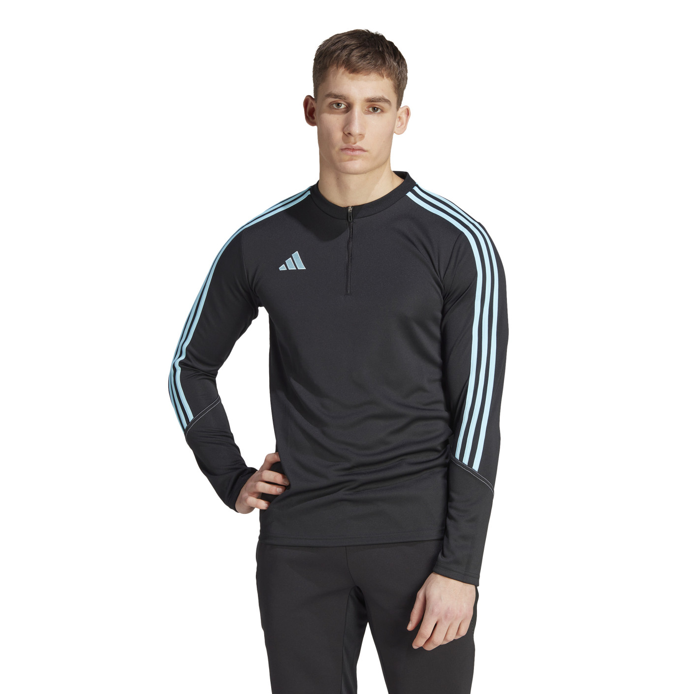 adidas Tiro 23 Club Trainingstrui 1/4-Zip Zwart Lichtblauw