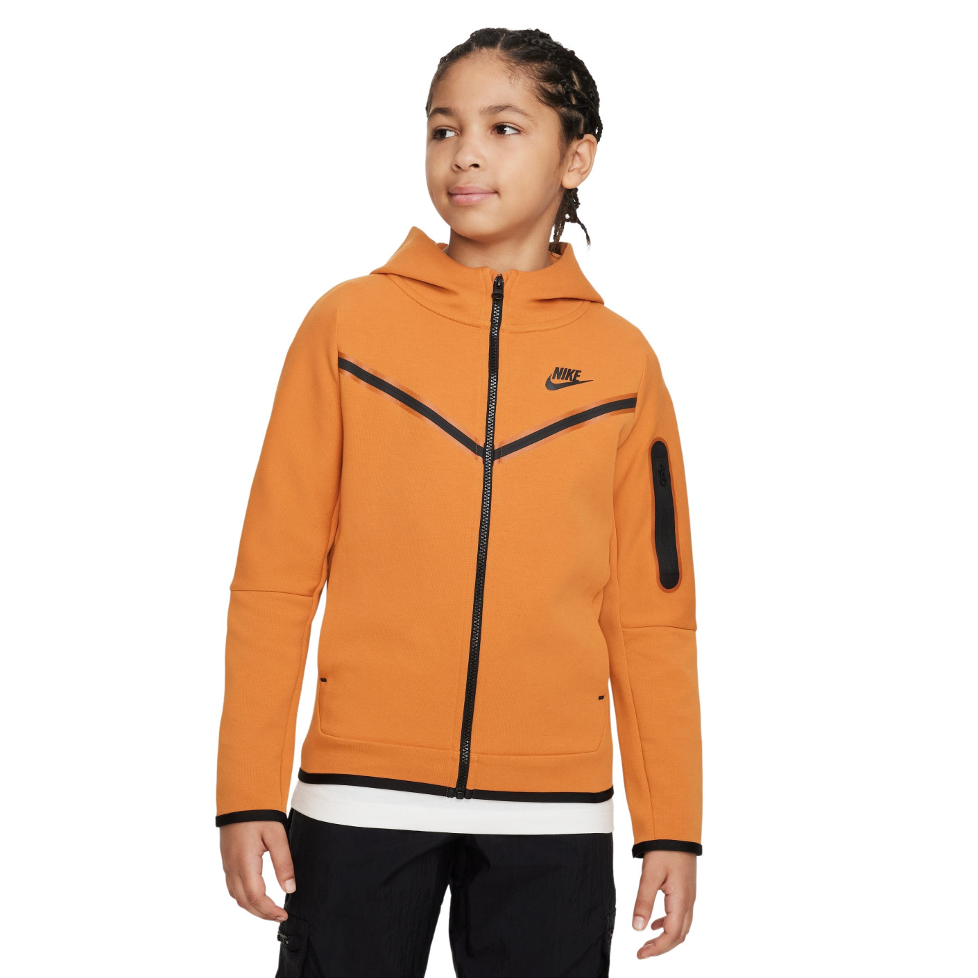 Nike Tech Fleece Veste Enfants Orange Noir