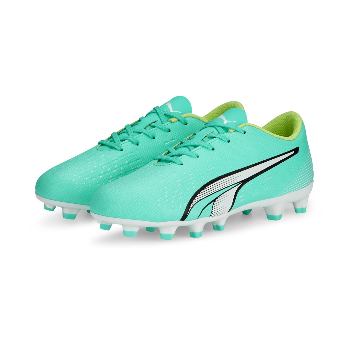 PUMA Ultra Play Gazon Naturel Gazon Artificiel Chaussures de Foot (MG) Enfants Vert Vif Vert Clair Blanc