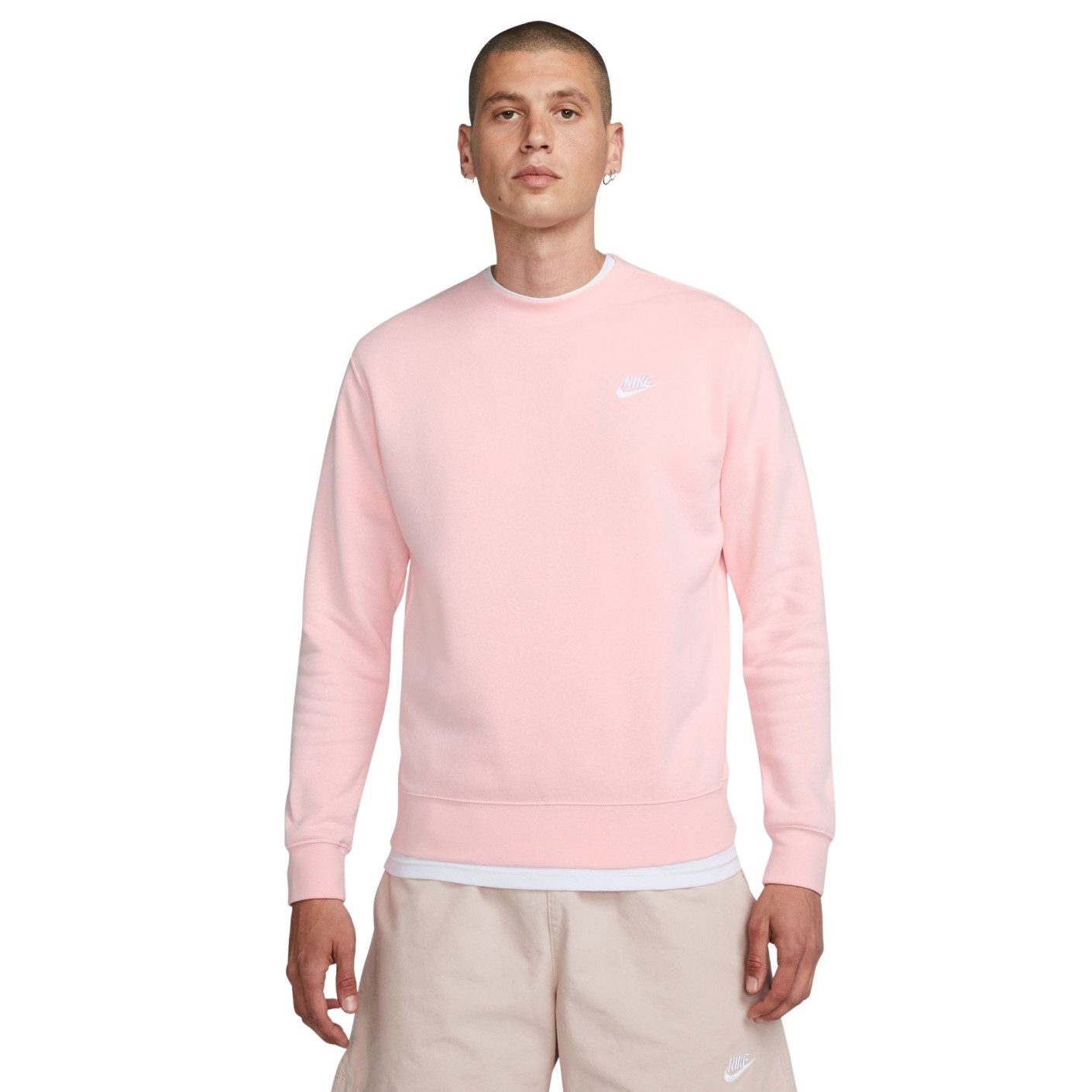 Nike Sportswear Club Fleece Crew Sweater Lichtroze Wit