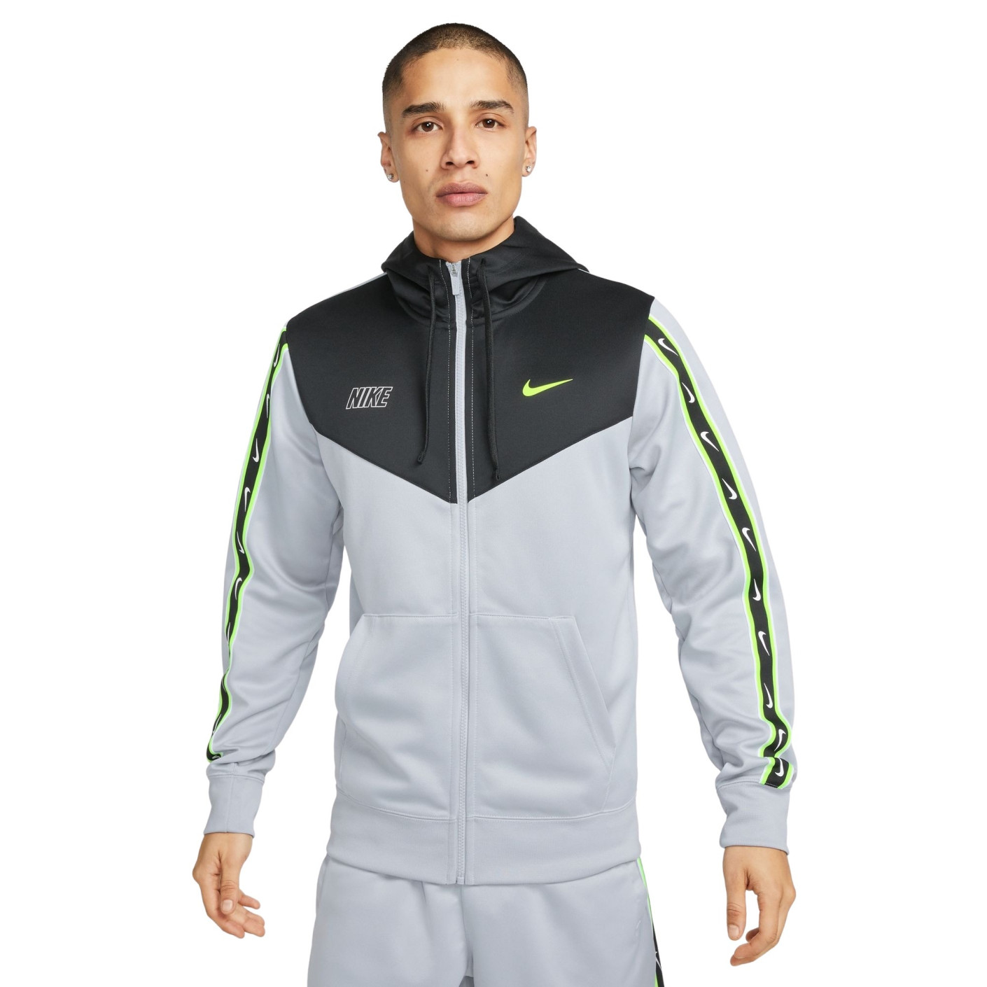 Nike Sportswear Repeat Veste Gris Clair Noir Jaune Vif