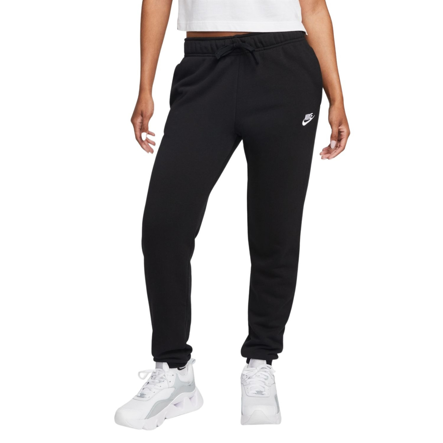 Nike Sportswear Club Fleece Joggingbroek Mid-Rise Dames Zwart Wit