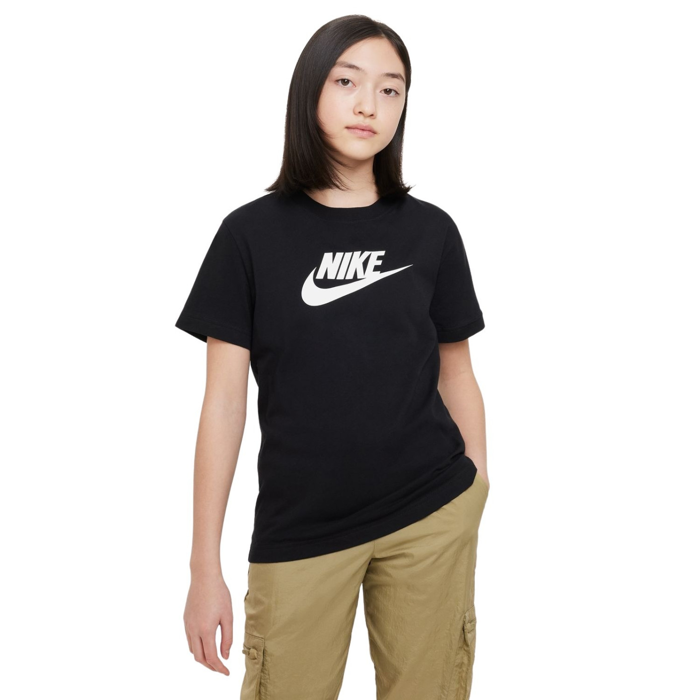 Nike Sportswear Logo T-Shirt Filles Noir Blanc