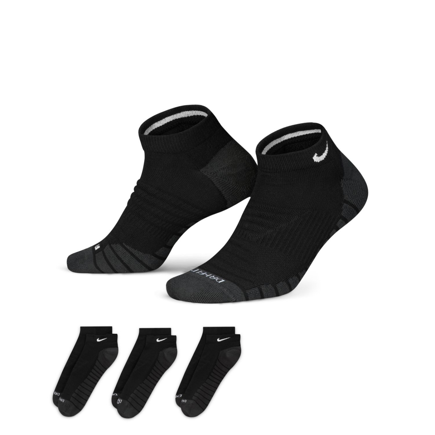 Nike Everyday Max Cushioned Chaussettes Courtes 3-Pack Noir Blanc