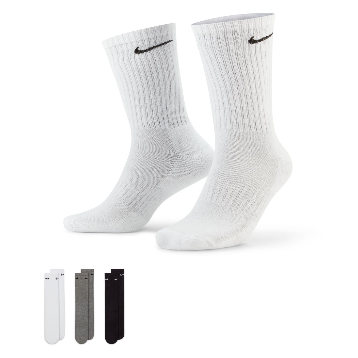 Nike Everyday Cushioned Sportsokken 3 Pack Zwart Grijs Wit Voetbalshop.be