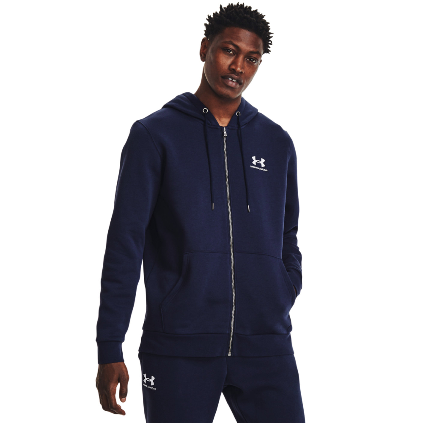 Under Armour Essential Fleece Veste Bleu Foncé Blanc