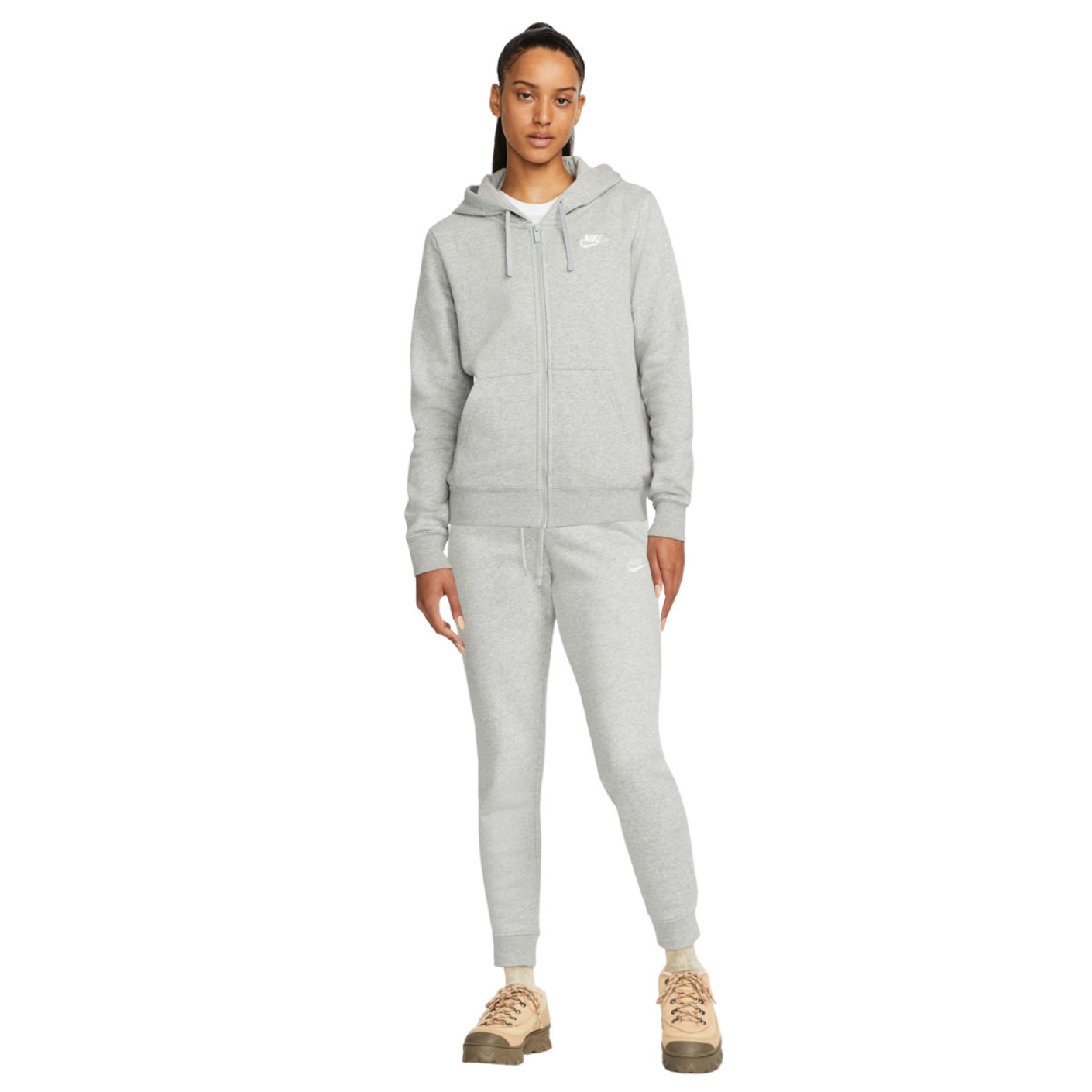 Nike Sportswear Club Fleece Survêtement Femmes Gris Blanc