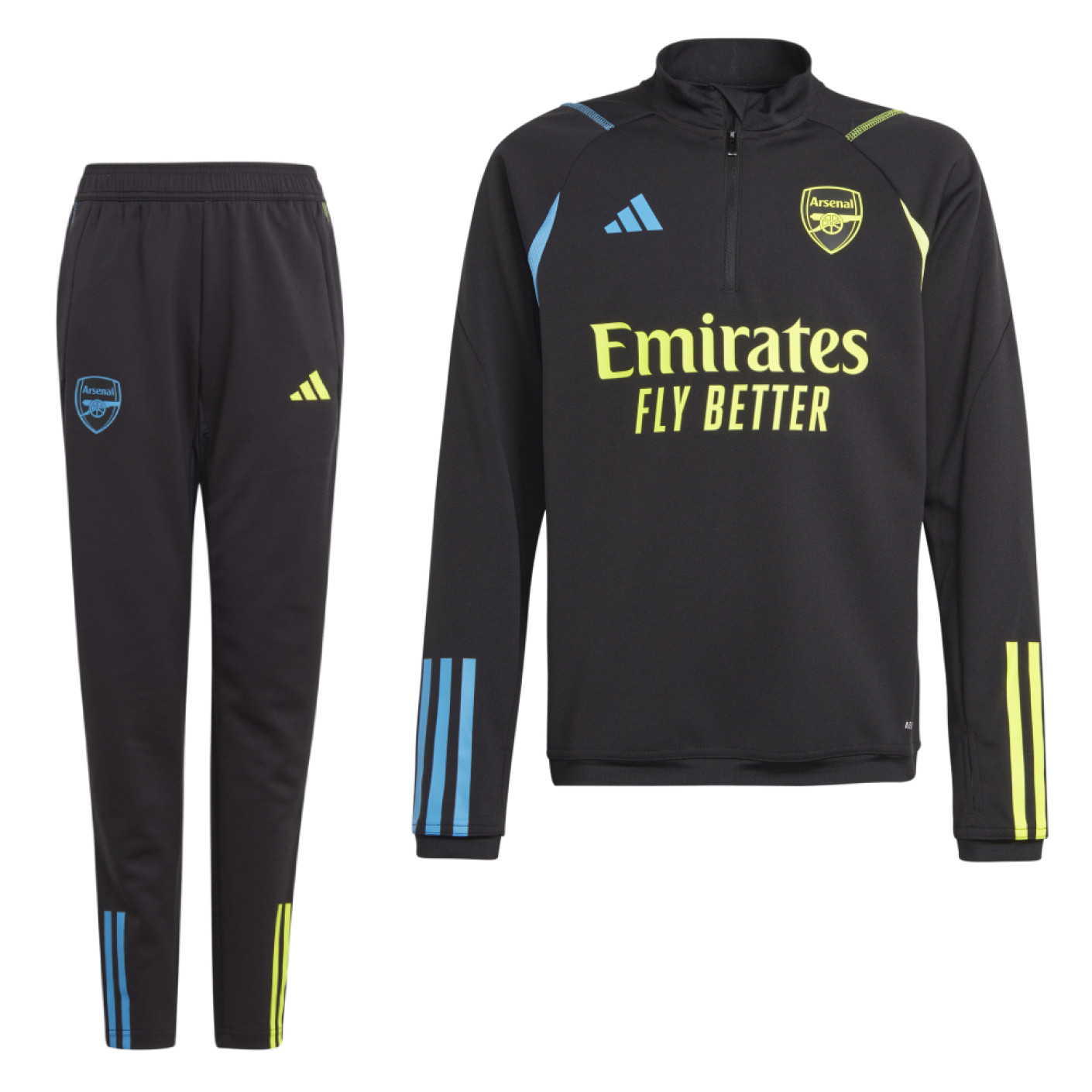 adidas Arsenal Trainingspak 1/4-Zip 2023-2024 Kids Zwart Blauw Geel