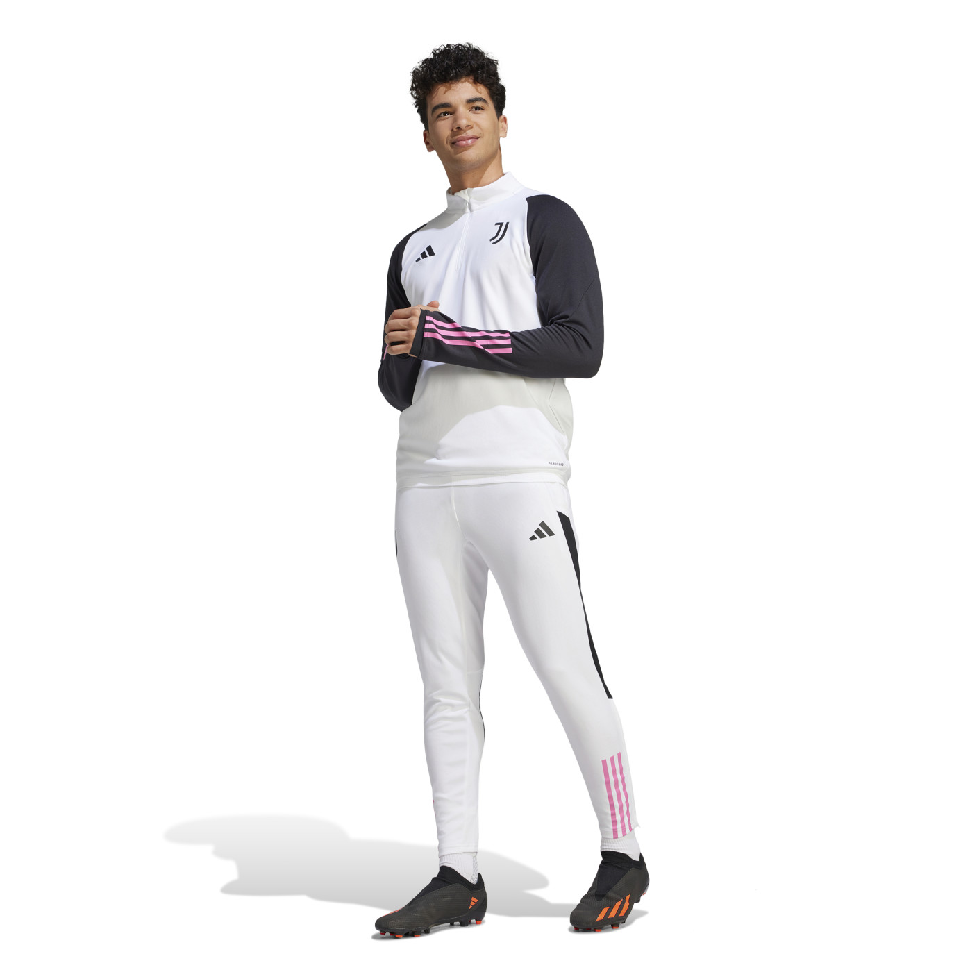 adidas Juventus Survetement 1 4 Zip 2023 2024 Blanc Noir Rose Voetbalshop.be